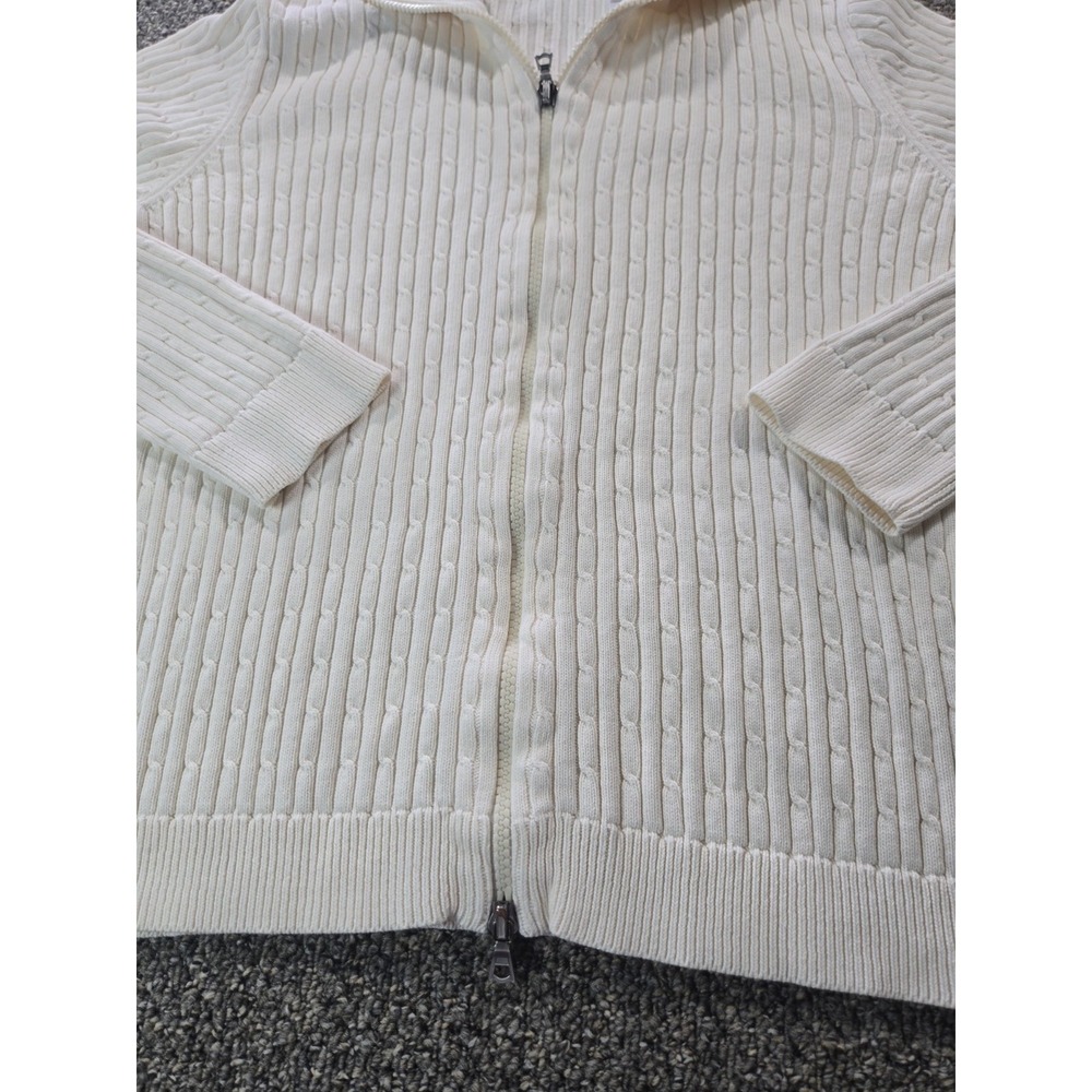 Liz Claiborne Petite Full Zip Sweater Petite Medium Ivory - Picture 6 of 11